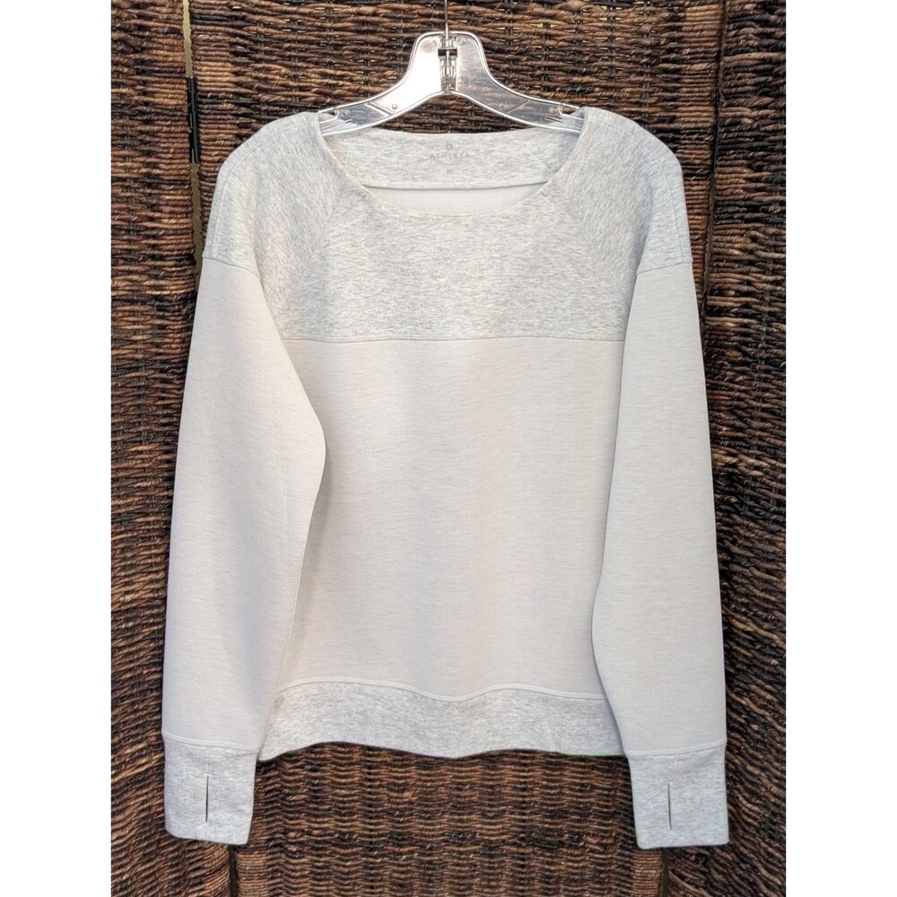 Athleta Fuse Colorblock Sweatshirt Womens Medium Gray Loungewear Coastal Neutral